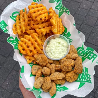 waffle fries, popcorn At Oowee Vegan - Baldwin In Bristol