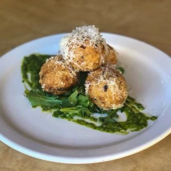 Mushroom and rice risotto balls At Green New American Vegetarian