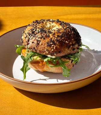 Bagel Sandwich At Hot Tongue Pizza in Los Angeles