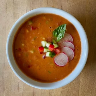 Watermelon Gazpacho At Salt + Seed In Jersey City
