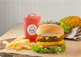 Burger At Spring Cafe In New York City