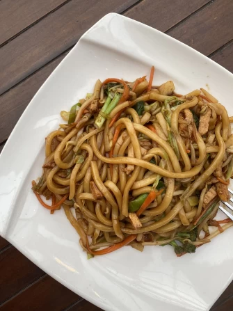Stir fried udon At Amituofo Vegan Cuisine
