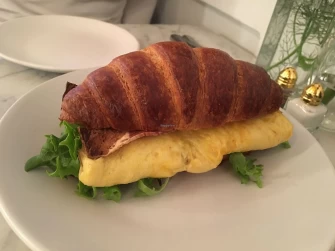 Croissant breakfast sandwich