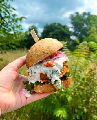 Burger At Parlor City Vegan In Binghamton