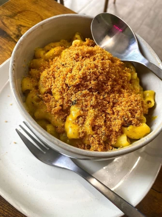 Mac n cheese At Barely Vegans In New Rochelle