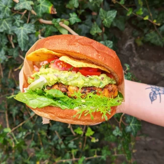 Vegan Burger At The Lazy Leek In Cardiff